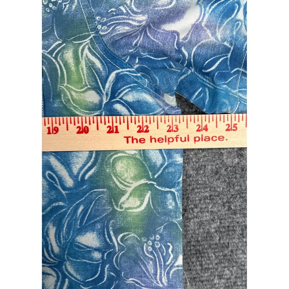 Tommy Bahama Mens Large IslandZone Silk Blend Blue Green Tropical Floral Shirt